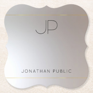 Elegante moderne Monogram Gold Silver Template Untersetzer