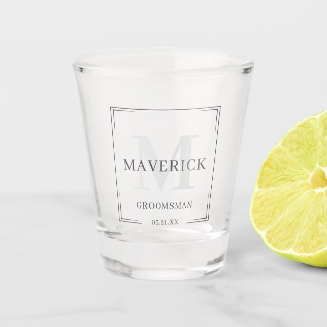 Elegante Moderne Monogram Trauzeuge Trauzeugen Ges Schnapsglas (Vorderseite)