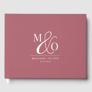 Elegante Moderne Monogram Wedding Terracotta Gästebuch