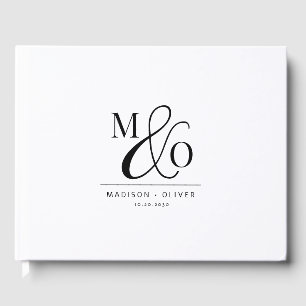 Elegante moderne Monogram Wedding White Gästebuch