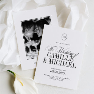 Elegante moderne Monogramm-Foto-Hochzeit Einladung