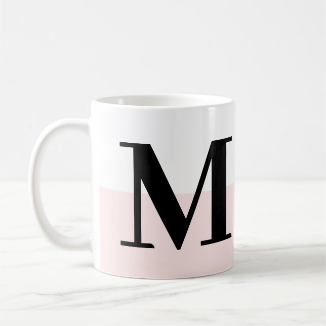 Elegante moderne Monogramm-Geschenk Rosa Pink-Tass Kaffeetasse (Links)