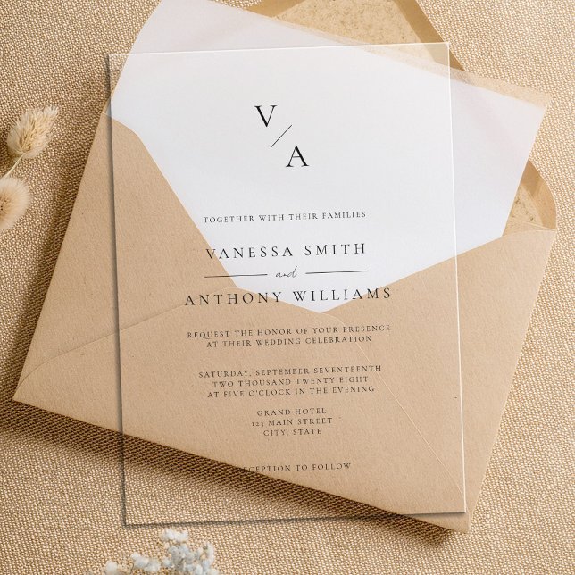 Elegante Moderne Monogramm-Hochzeit Acryleinladungen (Von Creator hochgeladen)