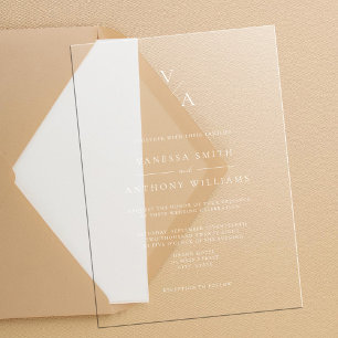 Elegante Moderne Monogramm-Hochzeit Acryleinladungen