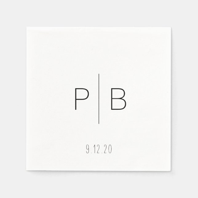 Elegante moderne Monogramm-Hochzeit mit benutzerde Serviette (Vorderseite)