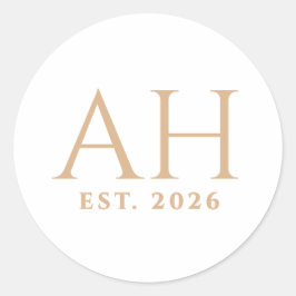 Elegante moderne Monogramm-Initialen Gründungsdatu Runder Aufkleber