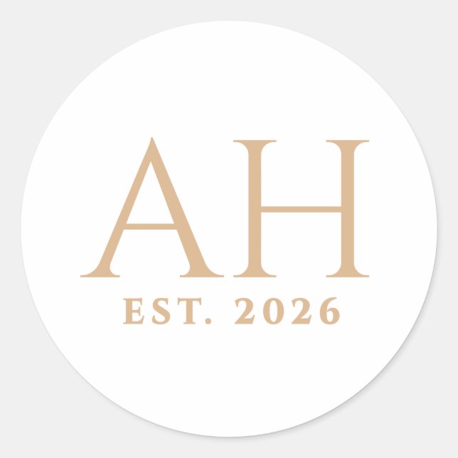 Elegante moderne Monogramm-Initialen Gründungsdatu Runder Aufkleber (Vorderseite)