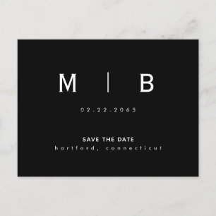 Elegante moderne Monogramm-Schrift Hochzeit Termin Postkarte
