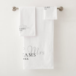 Elegante moderne Mr. and Mrs. etabliert Badhandtuch Set