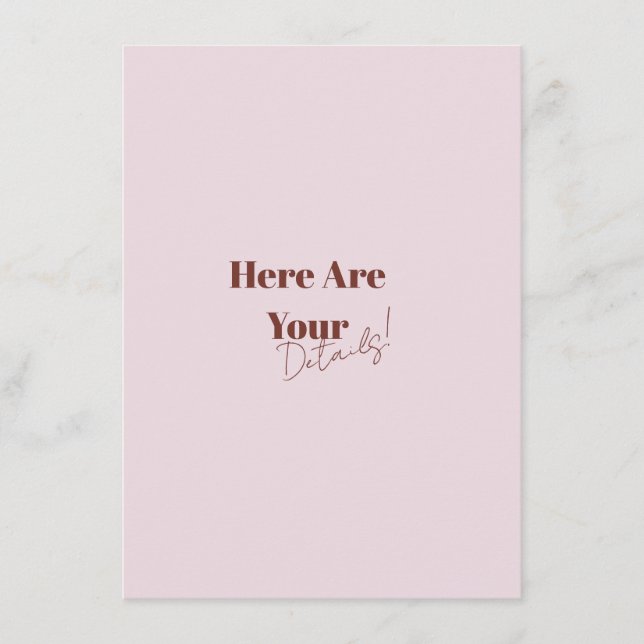 Elegante Moderne mutige Hochzeit Begleitkarte (Vorderseite)