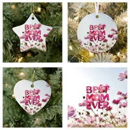 Elegante Moderne Mutter die beste Mama je rosa Blü Keramik Ornament