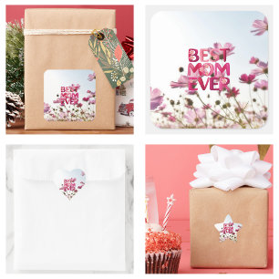 Elegante Moderne Mutter die beste Mama je rosa Blü Quadratischer Aufkleber