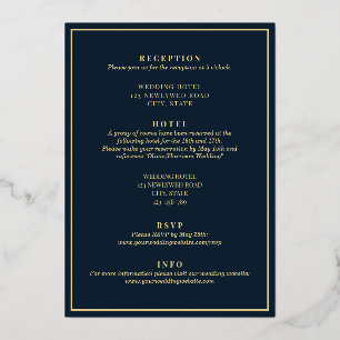 Elegante moderne Navy-Blau-Gold-Hochzeit alles in Folieneinladung