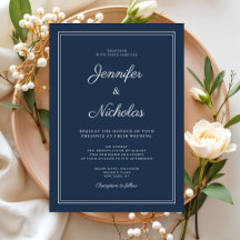 Elegante moderne Navy-Blau-Script-Hochzeit