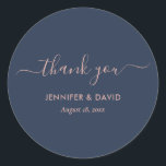Elegante moderne Navy Blue Blush Danke Stickers<br><div class="desc">Elegante,  benutzerdefinierte marineblau und errötet Hochzeit danke Ihnen Aufkleber mit einem modernen Script-Schriftart. Matching-Elemente verfügbar.</div>