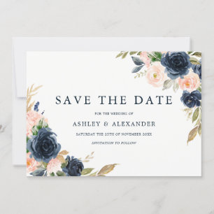 Elegante moderne Navy-Blush-Hochzeit Save The Date