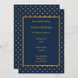 ELEGANTE MODERNE NAVY STAR GOLD INVITATION EINLADUNG