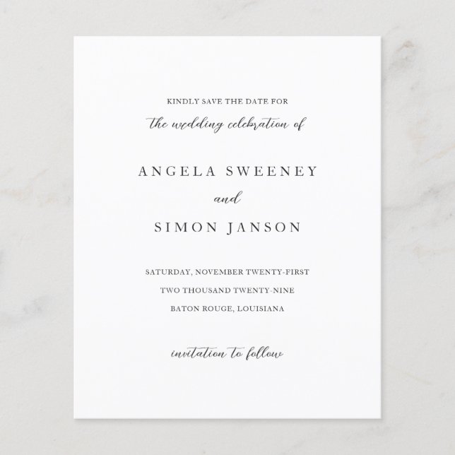 Elegante moderne neutrale Hochzeit Save the Date Flyer (Vorne)