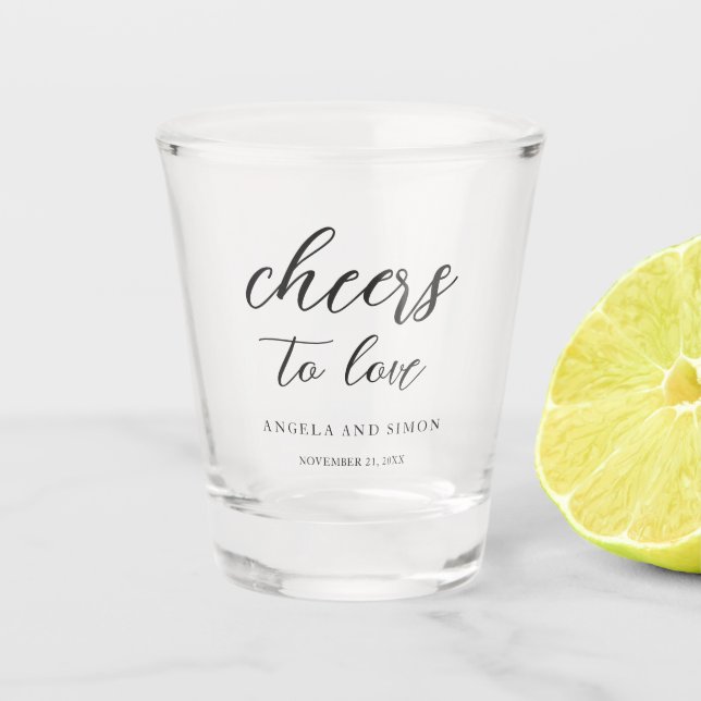 Elegante moderne neutrale Hochzeit Schnapsglas (Vorderseite)