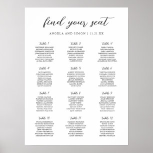 Elegante moderne neutrale Hochzeitssitzordnung Poster