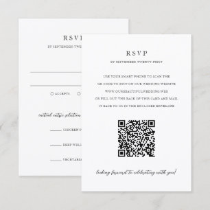 Elegante moderne neutrale QR-Code-Hochzeit RSVP Karte
