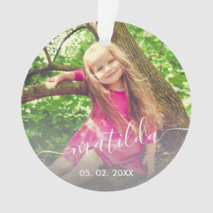 Elegante moderne niedliche Mädchenname & Foto Ornament
