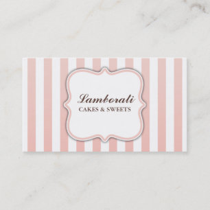 Elegante moderne niedliche rosa und weiße Streifen Visitenkarte