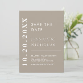 Elegante Moderne Olive Gray Minimalistische Hochze Save The Date