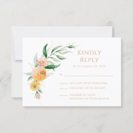 Elegante Moderne Orangefarbene Hochzeit der Flora RSVP Karte