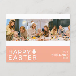 Elegante Moderne Osternfamilie Drei Foto Feiertagspostkarte