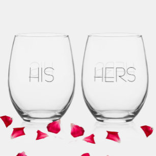 Elegante, moderne Paare "Seine + Hers" Weinglas Ohne Stiel