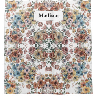 Elegante moderne Pastellblumen personalisiertes Ge Duschvorhang
