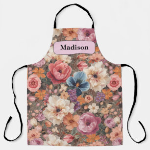 Elegante moderne Pastellblumen personalisiertes Ge Schürze