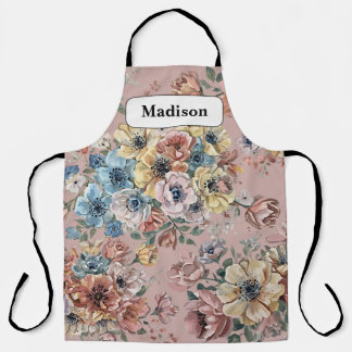 Elegante moderne Pastellblumen personalisiertes Ge Schürze