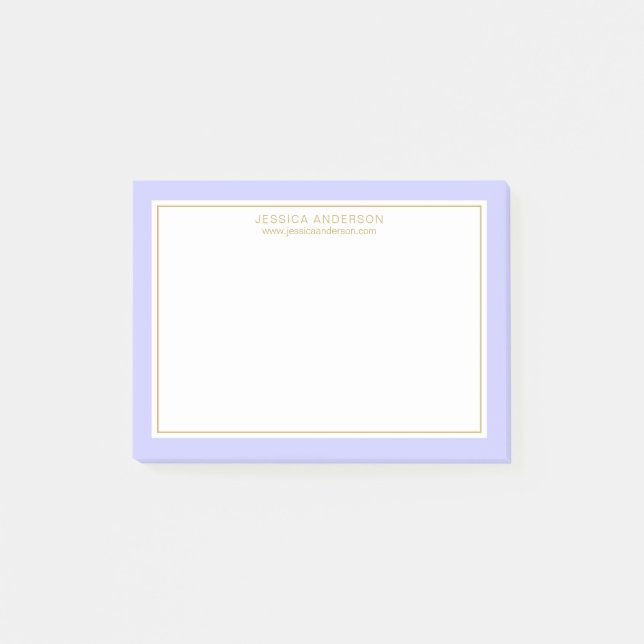 Elegante moderne Periwinkle Goldgrenze Personalisi Post-it Klebezettel (Vorderseite)