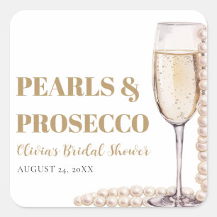 Elegante moderne Perlen und Prosecco-Brautjungfern Quadratischer Aufkleber
