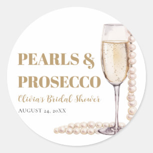 Elegante moderne Perlen und Prosecco-Brautjungfern Runder Aufkleber