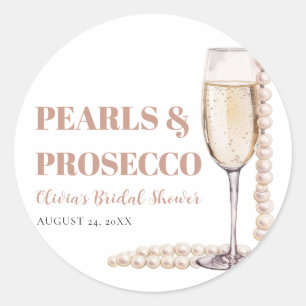 Elegante moderne Perlen und Prosecco-Brautjungfern Runder Aufkleber