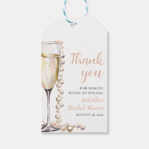 Elegante moderne Perlen und Prosecco-Brautjunggese Geschenkanhänger