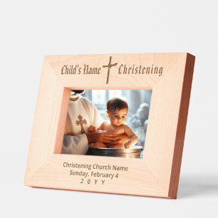 Elegante Moderne Personalisierte Christening Cross Geätzte Rahmen