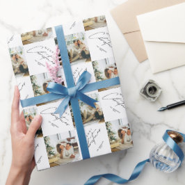 Elegante moderne personalisierte Familienfoto-Feie Geschenkpapier