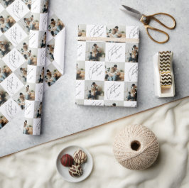 Elegante moderne personalisierte Paarfoto-Feier Geschenkpapier