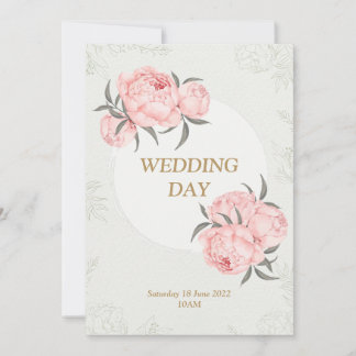 Elegante Moderne Pink Peony Floral Wedding Einladung