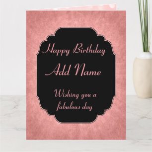 Elegante moderne pinke Happy Birthday Add Name Karte