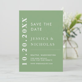 Elegante Moderne Pistachio Minimalistisch Wedding Save The Date