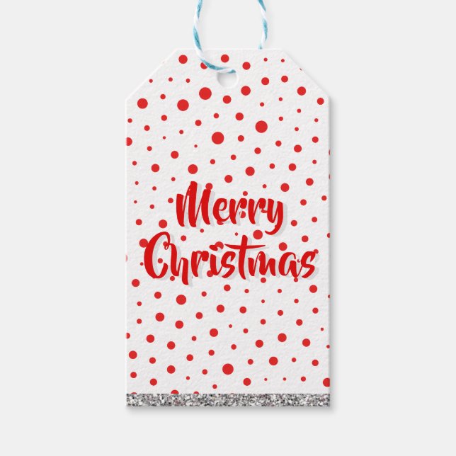 Elegante moderne Polka-Dots - Rot- BG anpassen Geschenkanhänger (Vorderseite)