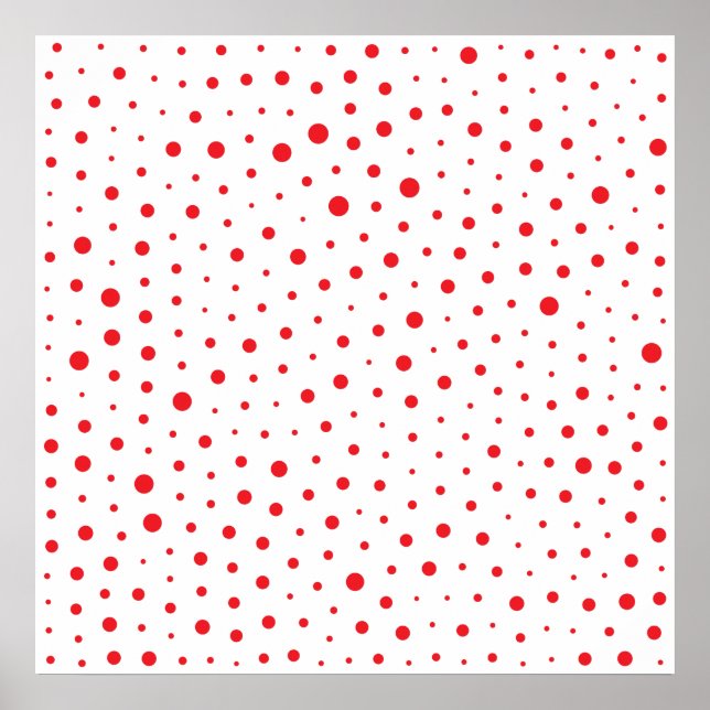 Elegante moderne Polka-Dots - Rot- BG anpassen Poster (Vorne)