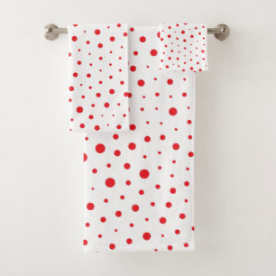 Elegante moderne Polka-Punkte - rot - BG individue Badhandtuch Set