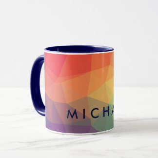 Elegante moderne polygonale Farben tragen Ihren Na Tasse