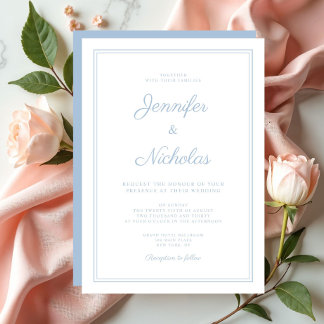 Elegante moderne Powder Blue Script Hochzeit Einladung
